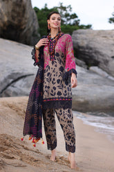 3-PC Unstitched Embroibered Lawn Shirt with Printed Chiffon Dupatta CCS4-02